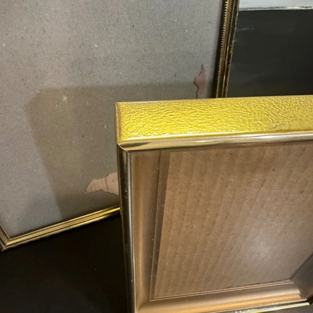 Picture Frame Set Home Decor 8x10 5x7 Gold Metallic Beveled Beaded 2pc
